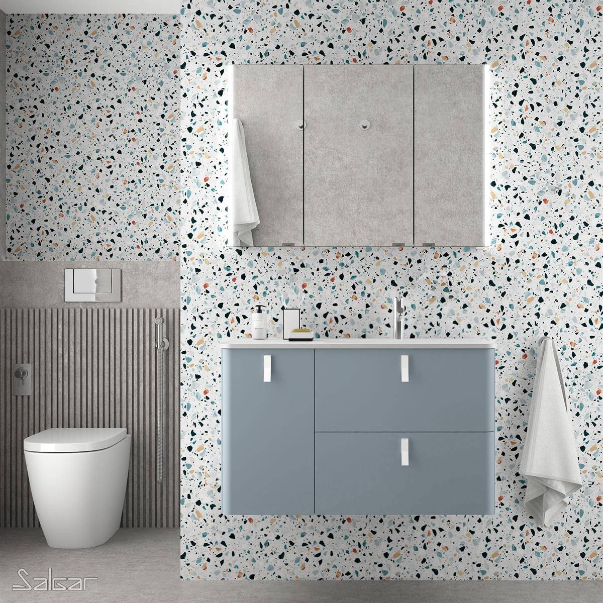 Salgar Schrank wandhängend UNIIQ 1200 links Blue fog Badmöbel