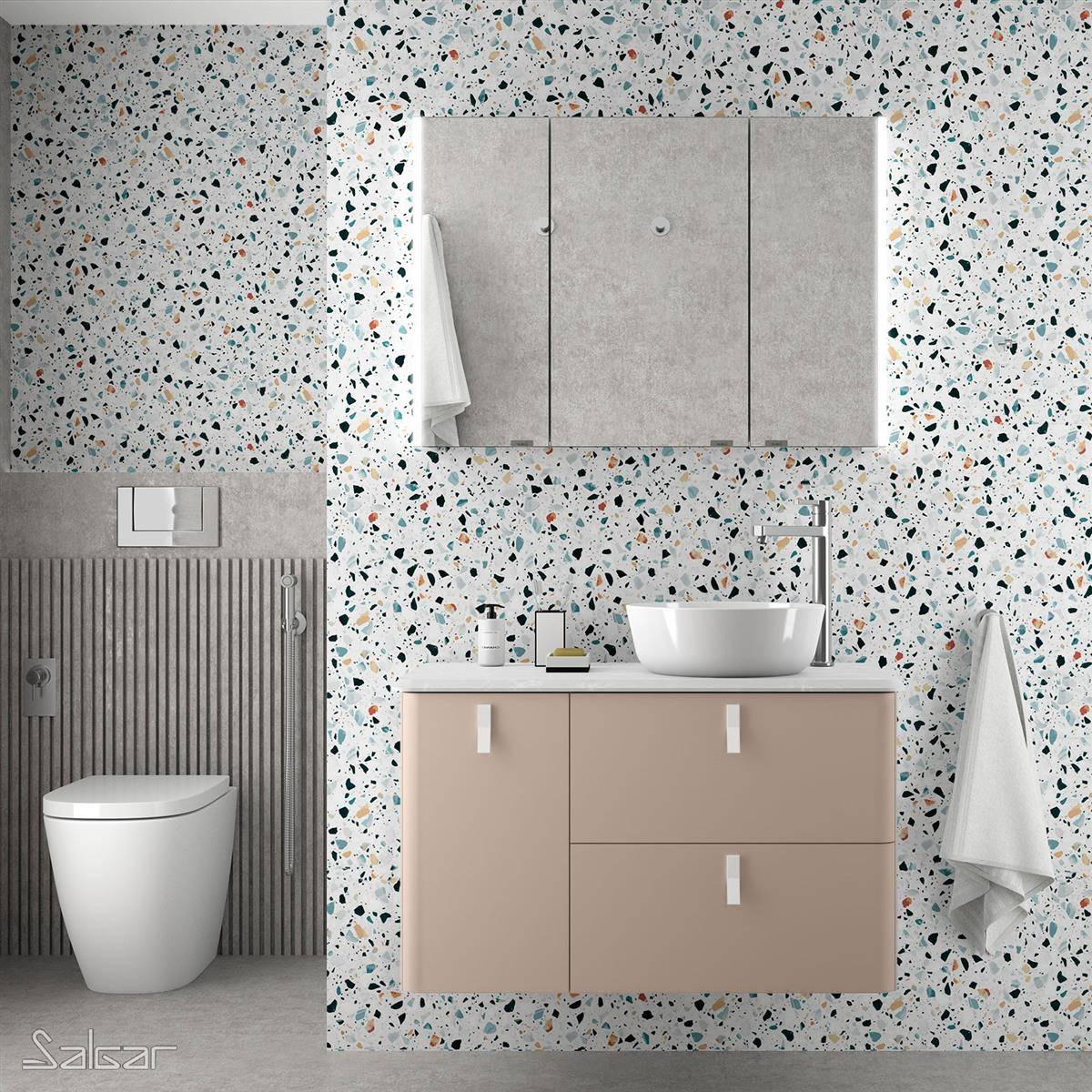 Salgar Schrank wandhängend UNIIQ 900 links Macchiato Badmöbel