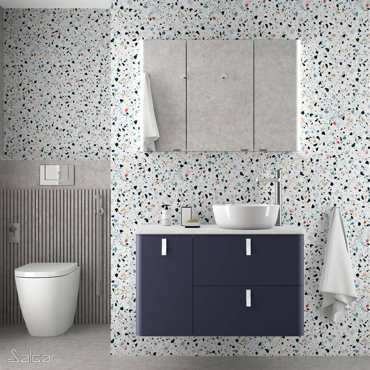 Salgar Schrank wandhängend UNIIQ 900 links Night blue Badmöbel