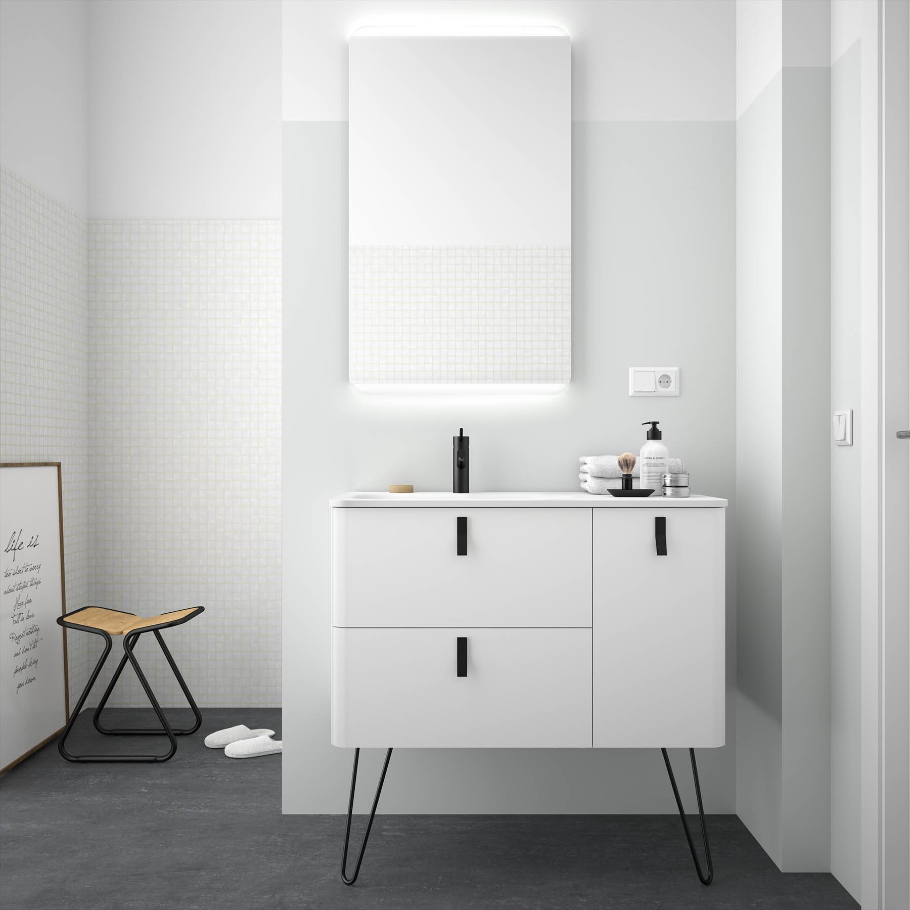 Salgar Schrank wandhängend UNIIQ 900 rechts Weiß matt Badmöbel