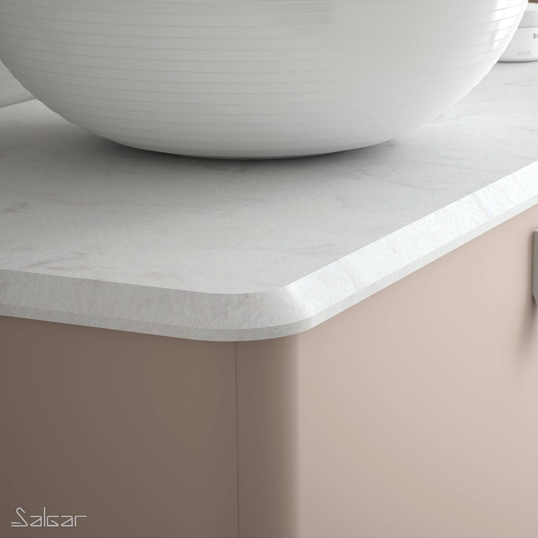 Salgar Aufsatzplatte 910 rechts aus Naturkompaktstein Polargrau Badmöbel