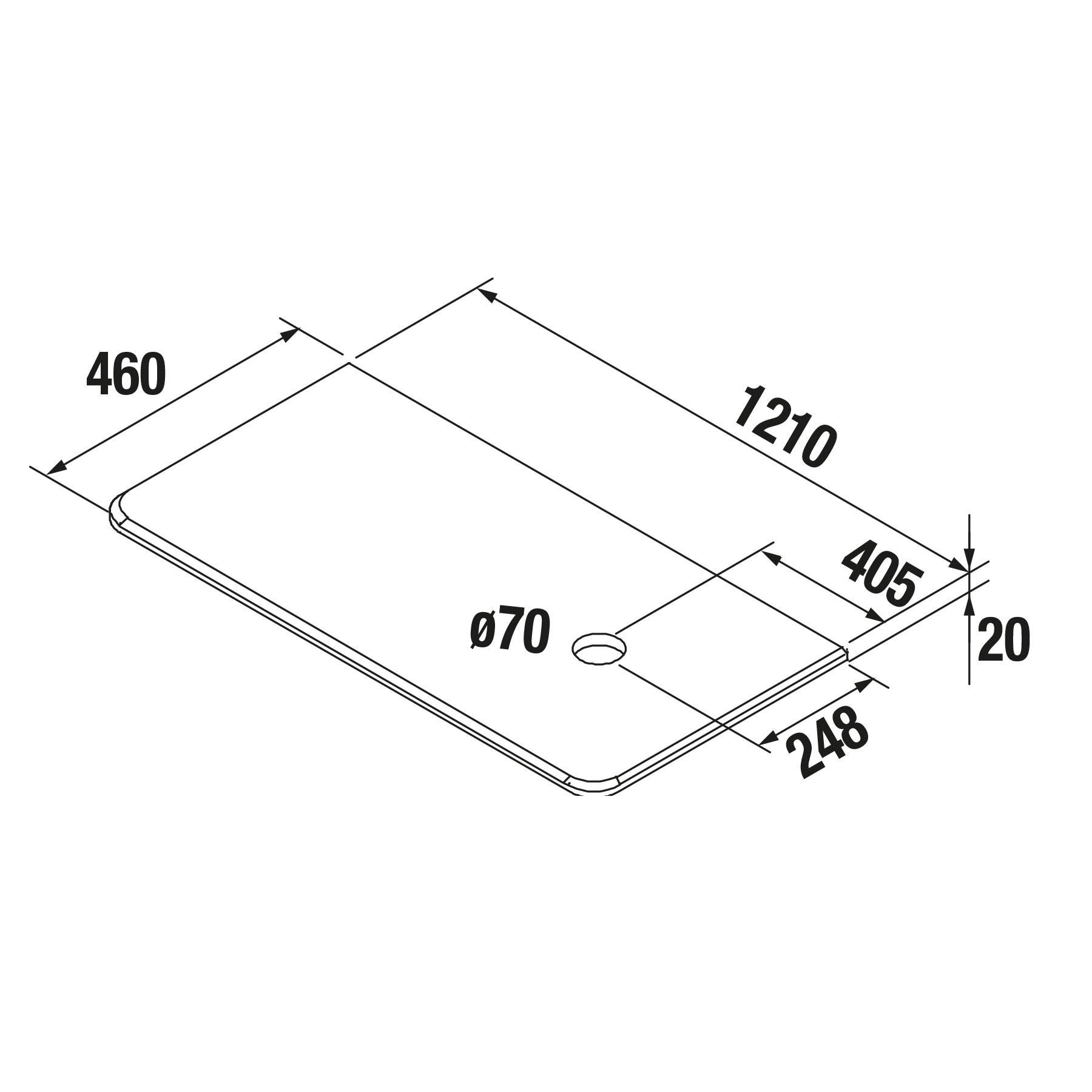 Salgar Aufsatzplatte 1210 links aus Naturkompaktstein Calacatta Badmöbel