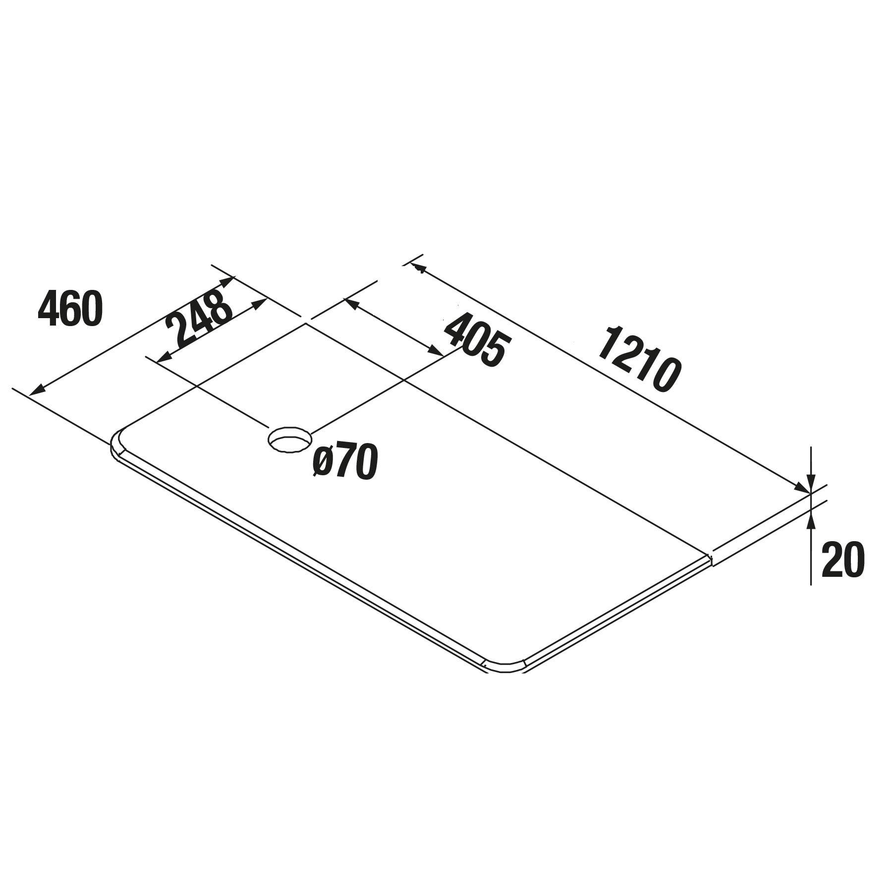 Salgar Aufsatzplatte 1210 rechts aus Naturkompaktstein Calacatta Badmöbel