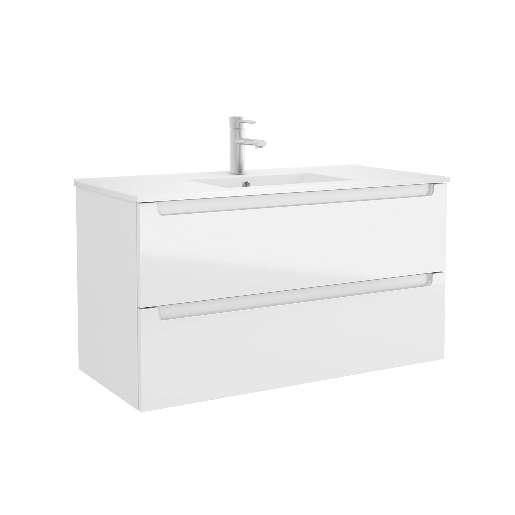 Waschtischunterschrank MONTERREY 1000 2 Schubladen weiß glänzend