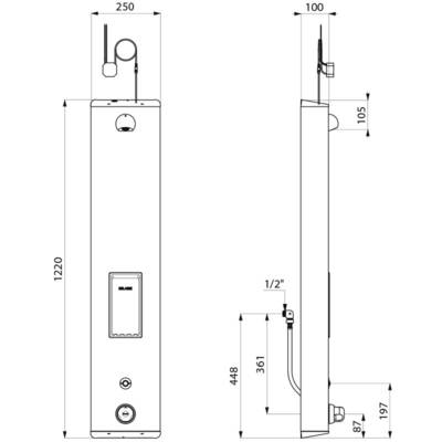 Duschelement SECURITHERM Netzbetrieb Anschluss verdeckt