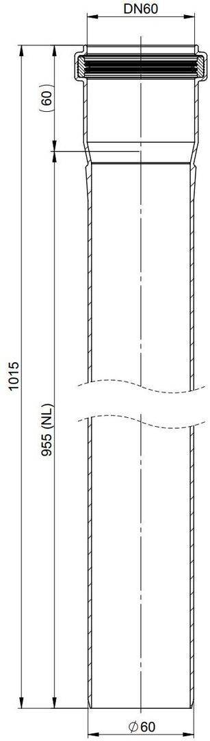 Atec Rohr PolyTop kürzbar DN60 955 mm