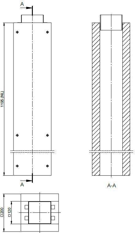 Atec Schachtelement 1195 mm L90 PolyCase 1-seitig off inkl. Steckverbinder DN 80