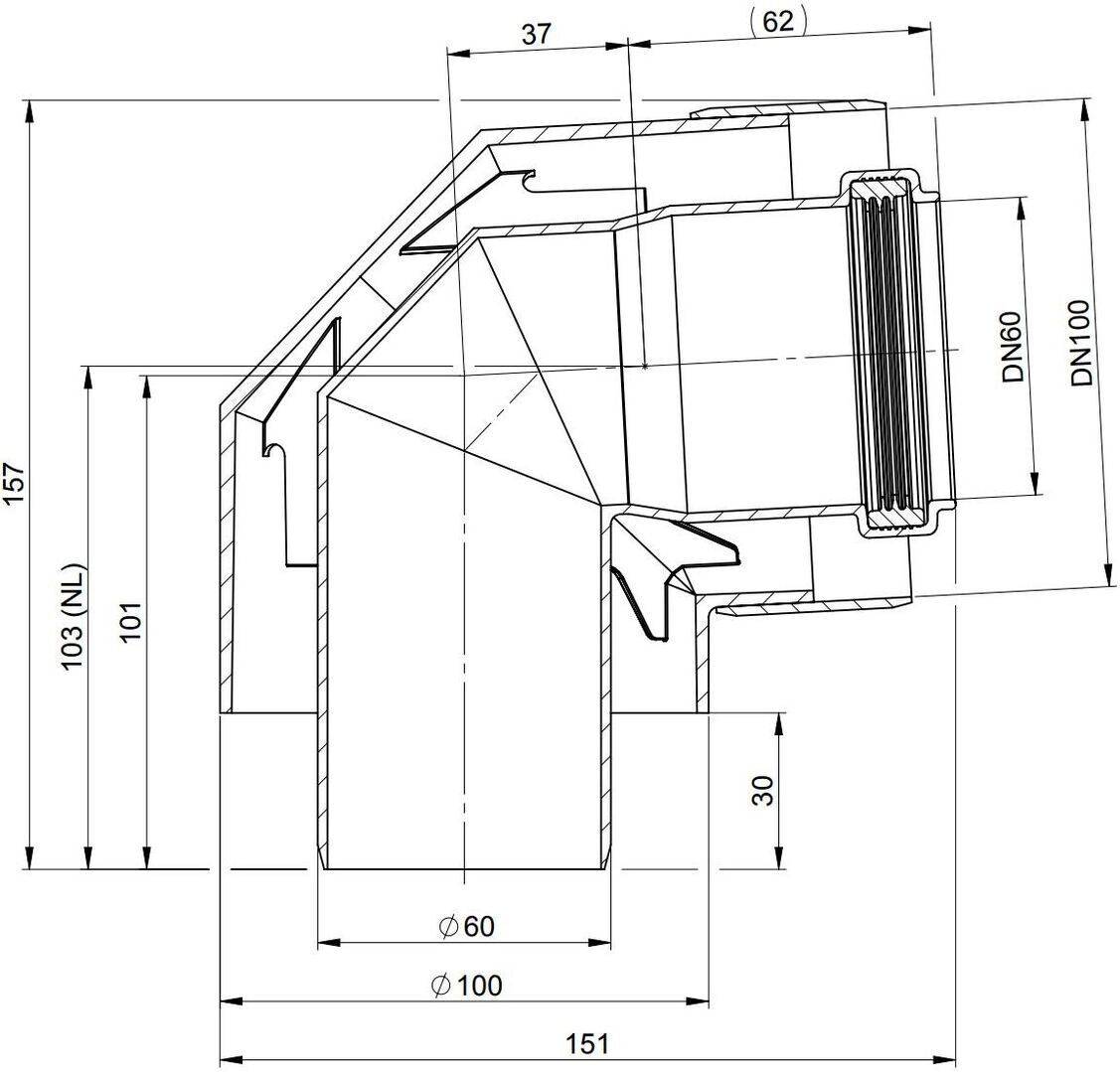 Atec Bogen PolyTwin konzentrisch, DN 60/100 87Grad