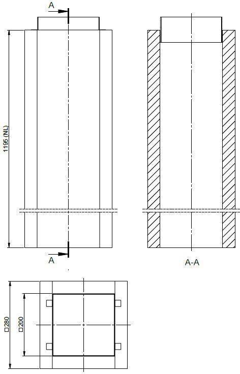 Atec Schachtelement 1195 mm L90 PolyCase inklusive Steckverbinder, DN 125