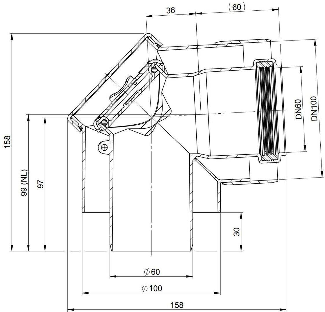 Atec Kontroll-Bogen PolyTwin konzentrisch, DN 60/100