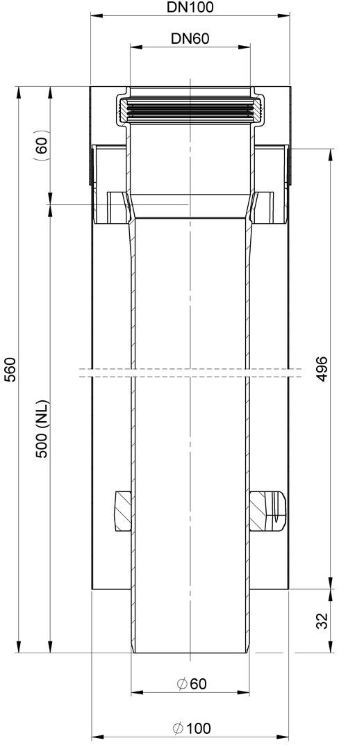 Atec Rohr PolyClassic kürzbar, konzentrisch, DN 60/100 500mm
