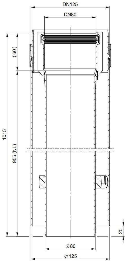 Atec Rohr PolyTwin konzentrisch, kürzbar, DN80/125 955mm