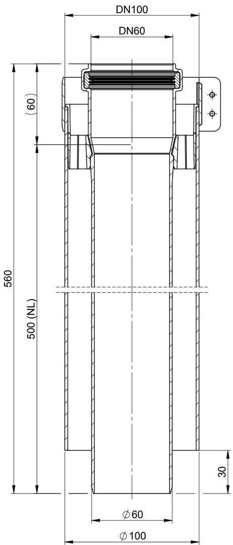 Atec Rohr PolyTwin konzentrisch, kürzbar, DN 60/100 500mm