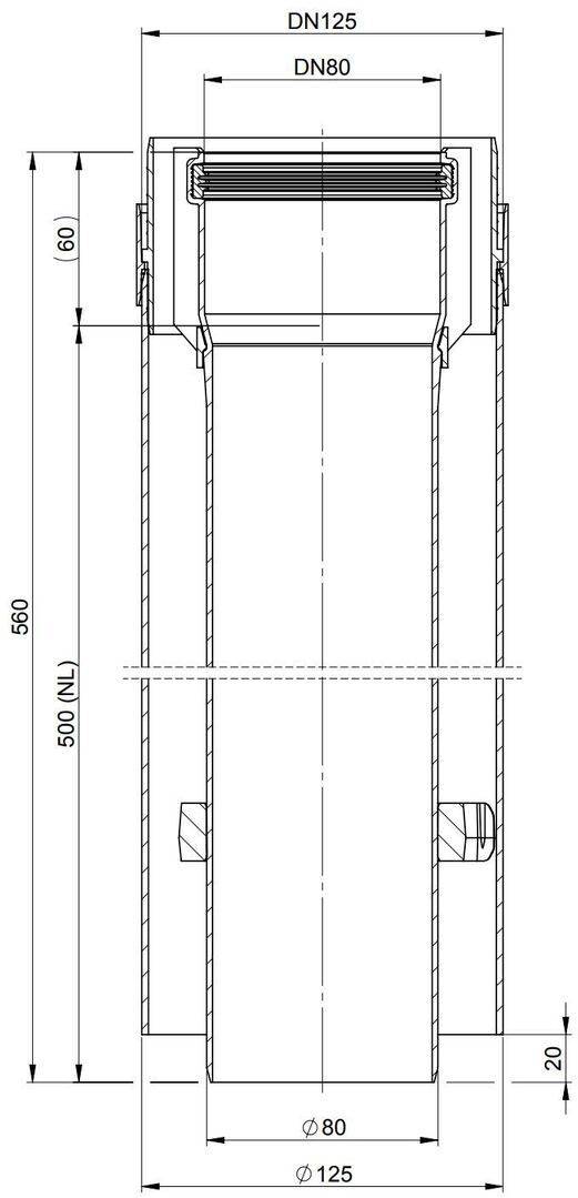 Atec Rohr PolyTwin konzentrisch, kürzbar, DN80/125 500mm