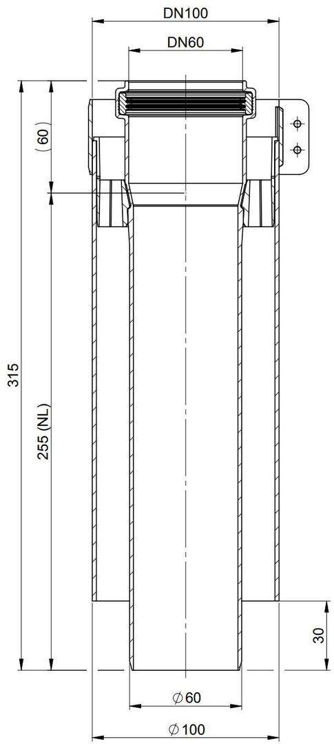 Atec Rohr PolyTwin konzentrisch, kürzbar, DN 60/100 255mm