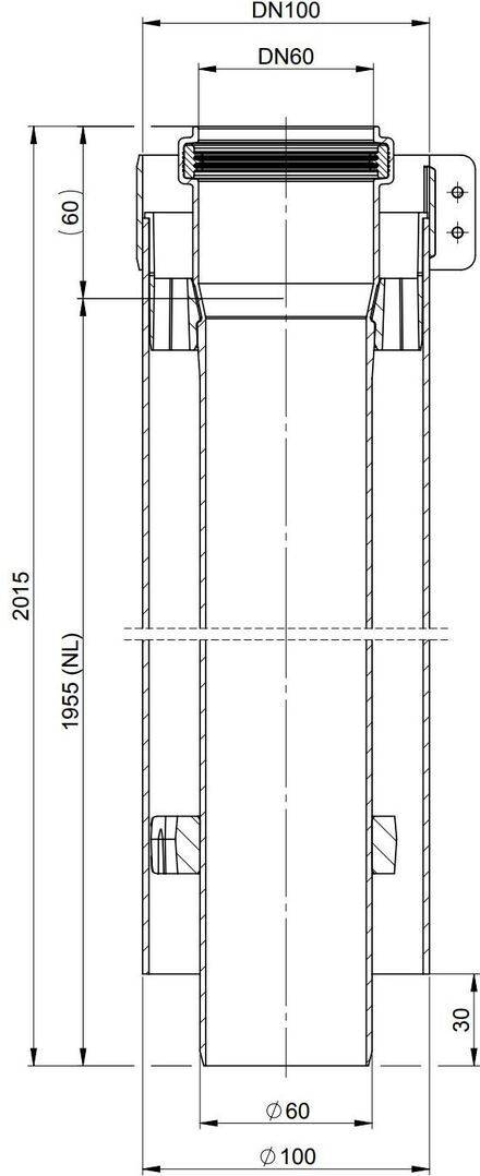 Atec Rohr PolyTwin konzentrisch, kürzbar, DN 60/100 1955mm