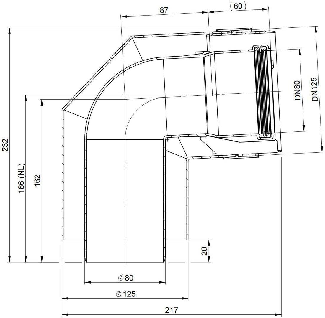 Atec Bogen PolyTwin konzentrisch, DN80/125 87Grad