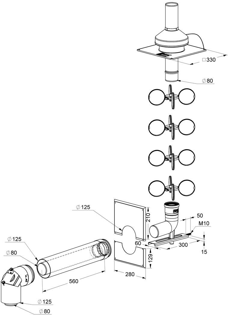 Atec Schacht-Set PolyTwin inkl. Verbindungsl. ES DN 80/125 - DN 80