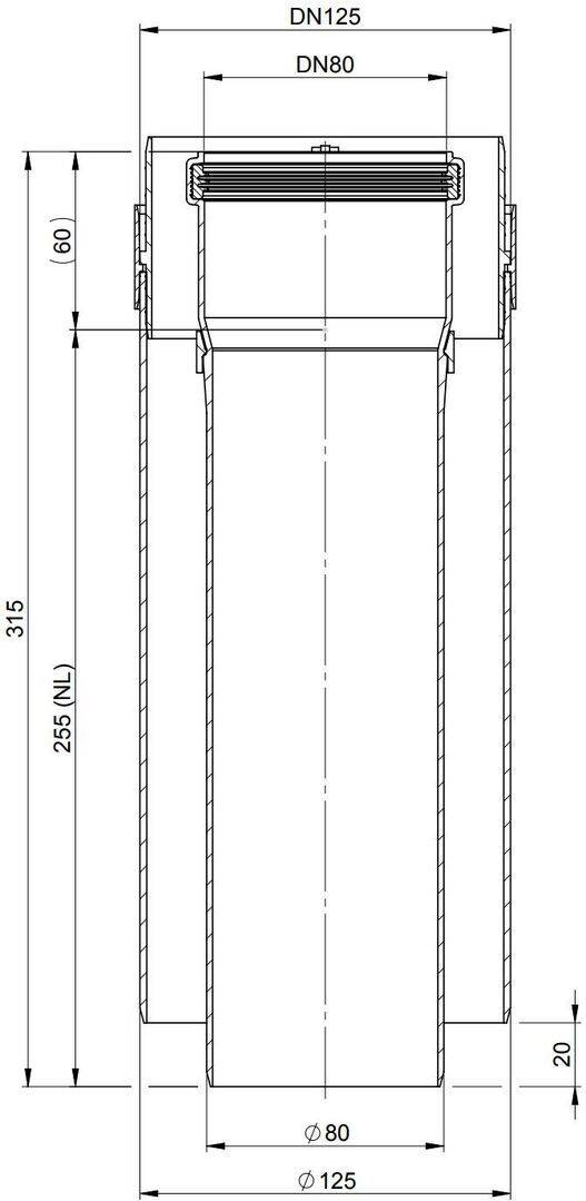 Atec Rohr PolyTwin konzentrisch, kürzbar, DN80/125 255mm