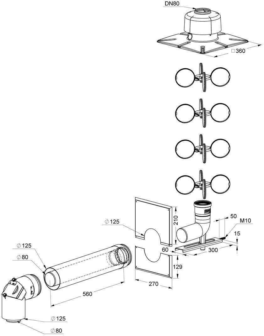 Atec Schacht-Set PolyTwin mit Verbind Kunstst. DN 80/125 - DN 80