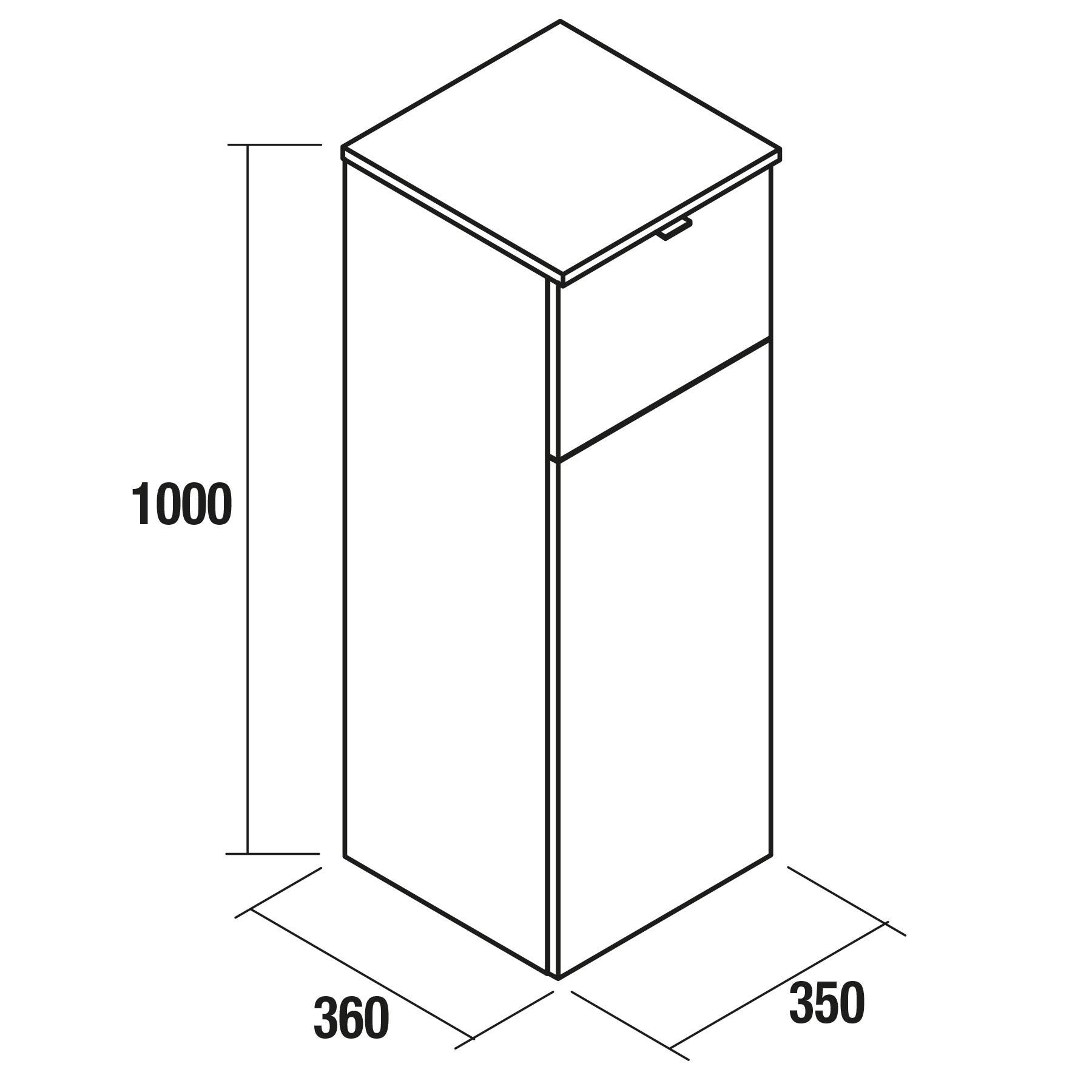 Salgar Schminktisch-Modul ALLIANCE WEIß GLÄNZEND mit Tür Schublade und klappbaren Spiegel 352 x 1000 x 360 mm