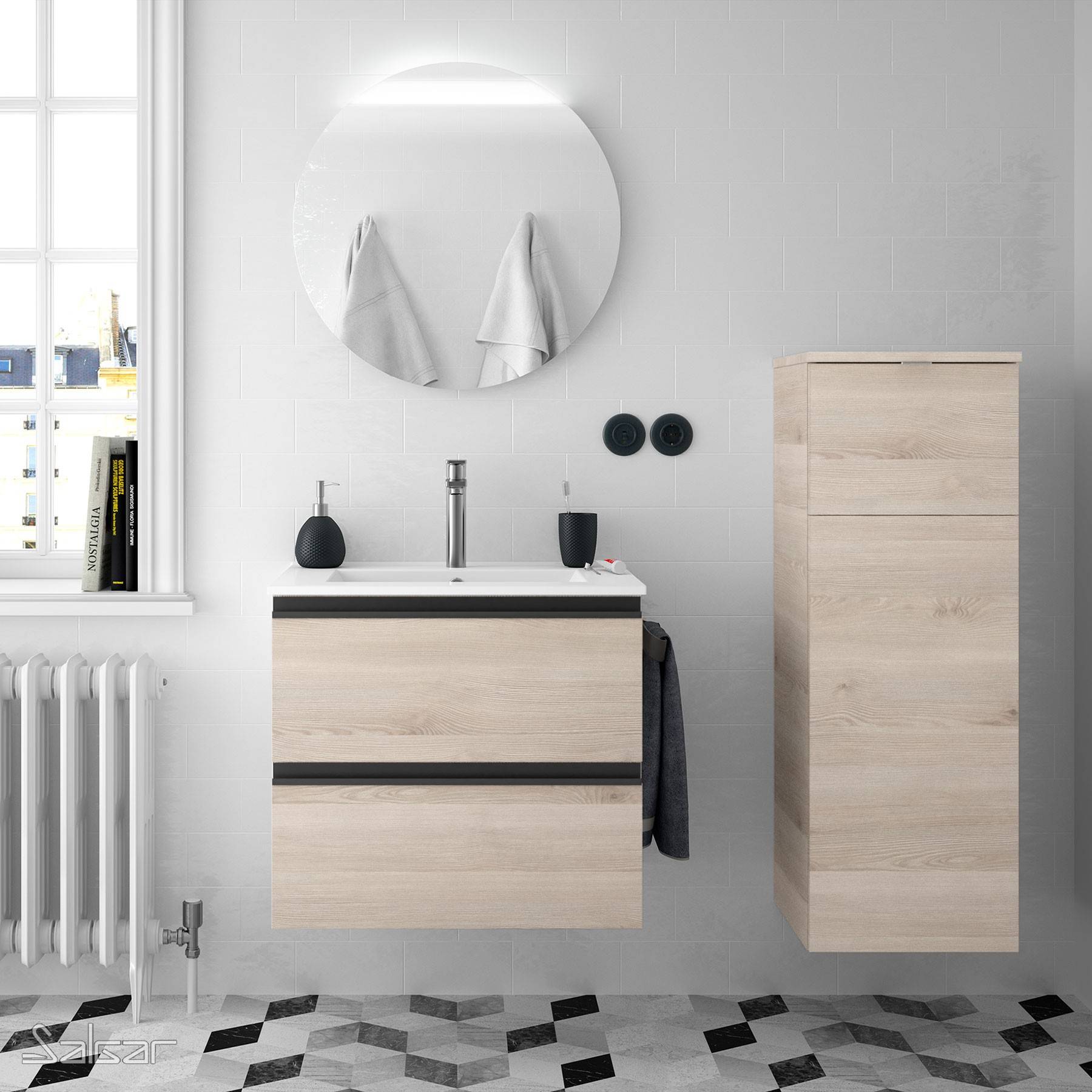 Salgar Schrank wandhängend SPIRIT 600 2 Metallauszug NATURE 598 x 540 x 450 mm