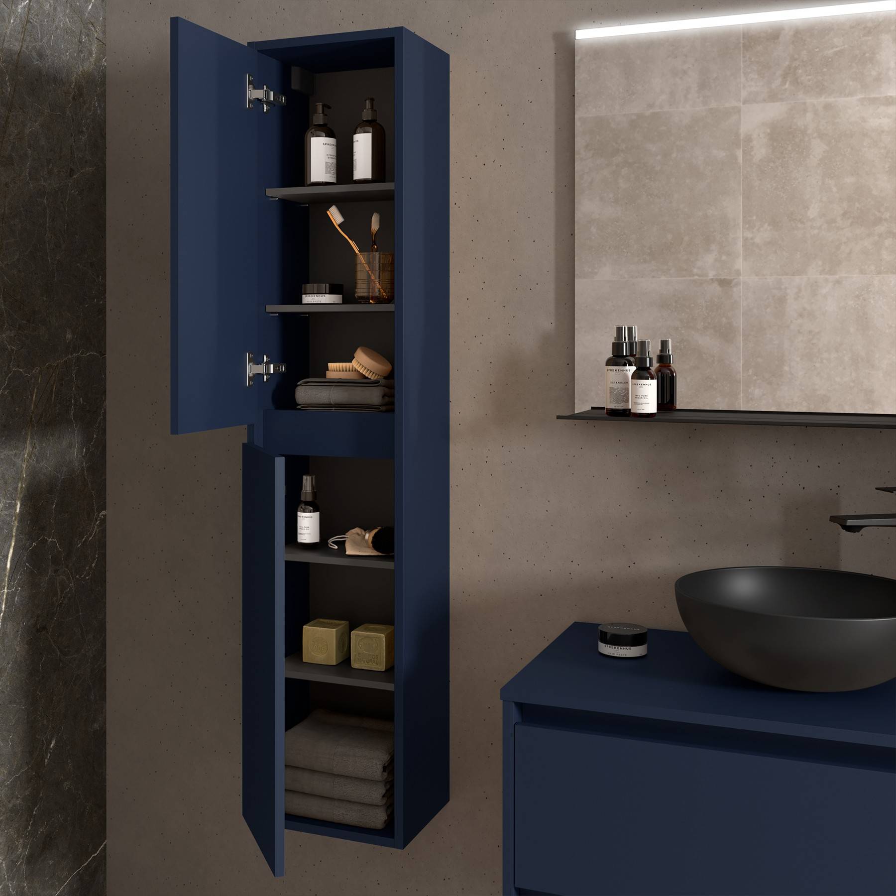 Hochschrank NOJA 1400mm BLUE SATIN
