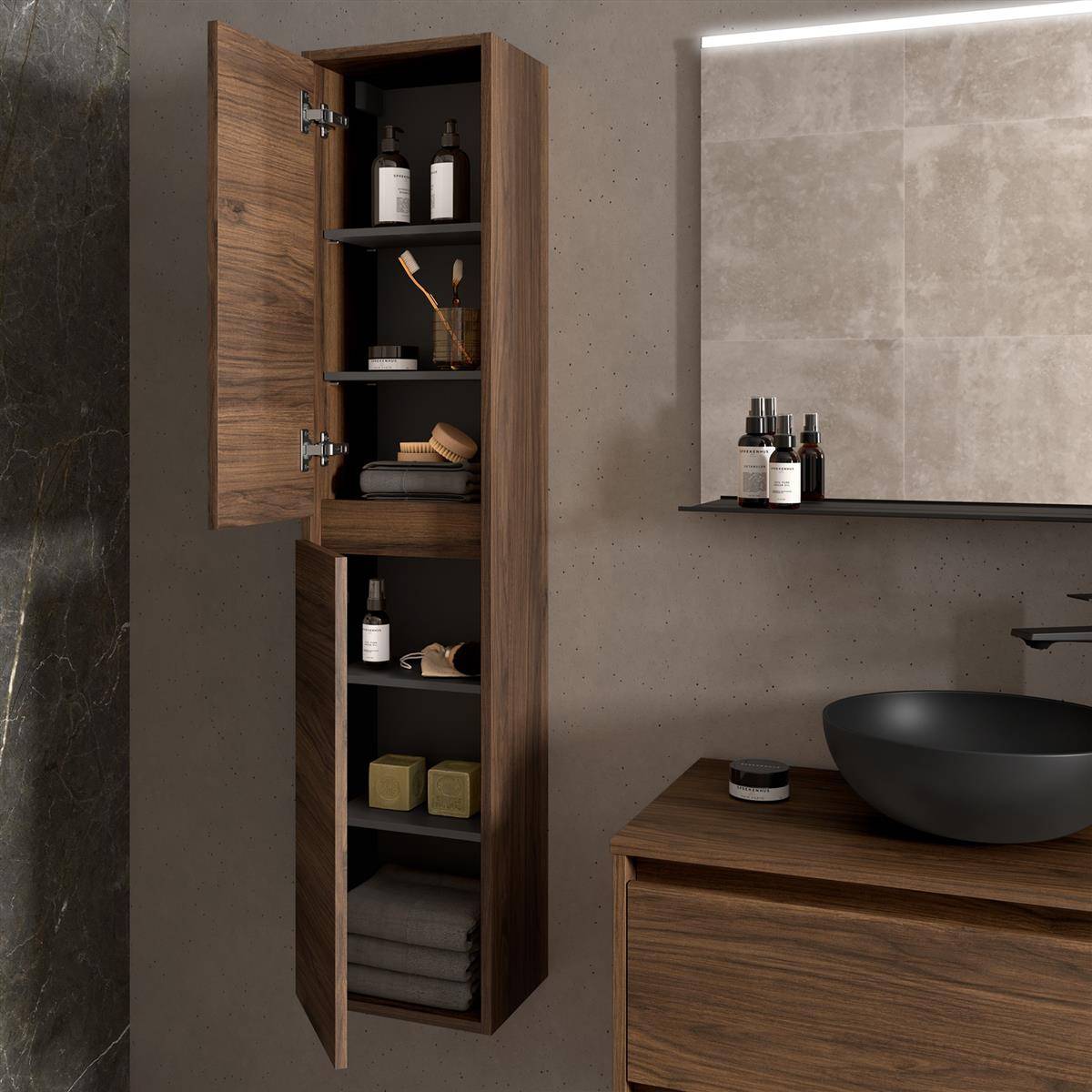 Hochschrank BALTIC 1400mm NUSSBAUM