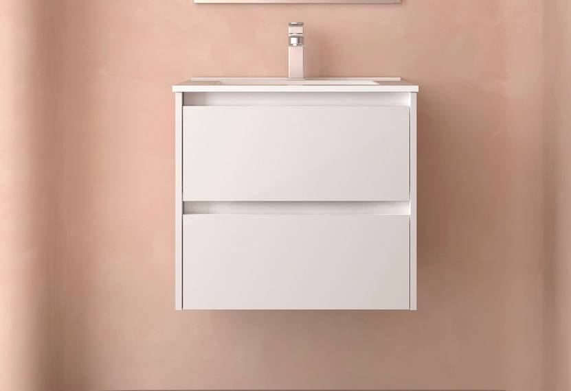 Salgar Noja Unterschrank 700 2 Schubladen + Waschbecken White Gloss