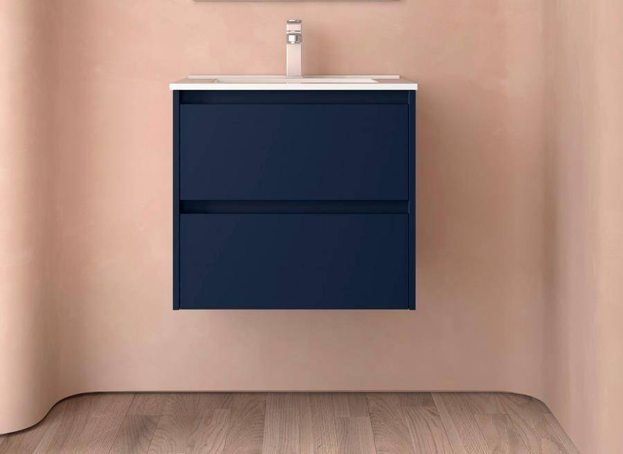 Salgar Noja Unterschrank 600 2 Schubladen + Waschbecken Blue Satin