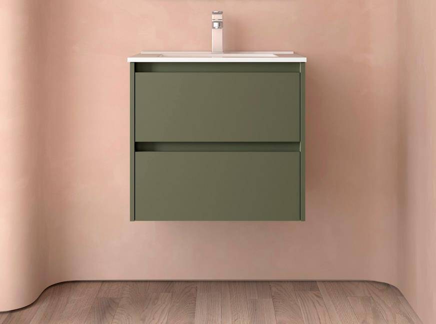 Salgar Noja Unterschrank 700 2 Schubladen + Waschbecken Green Satin