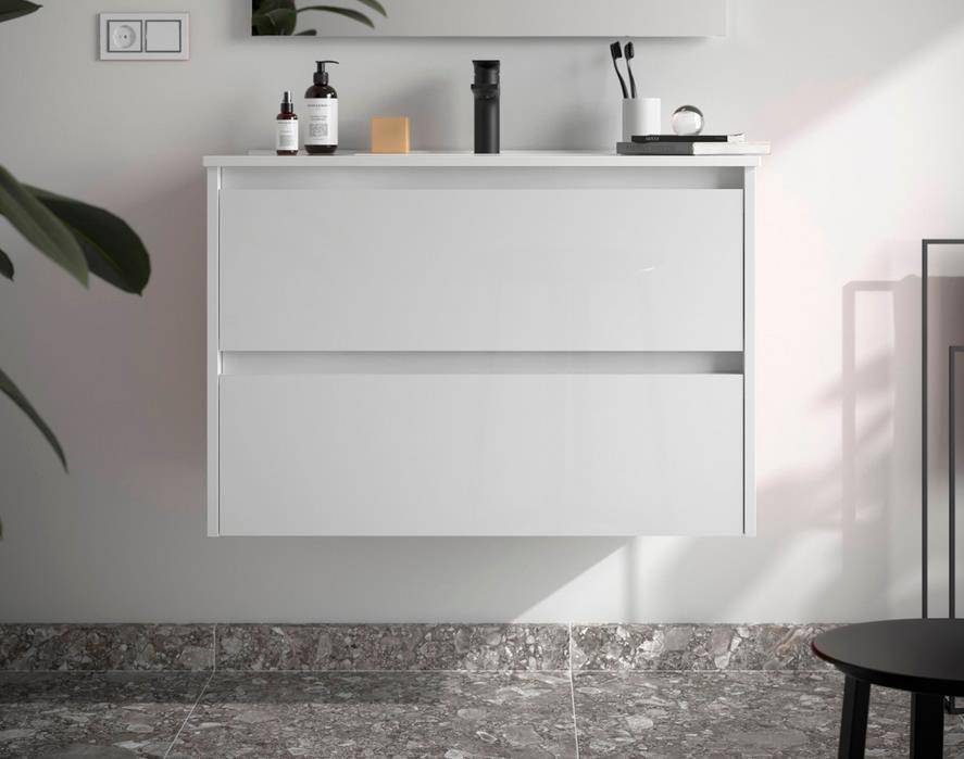 BALTIC Unterschrank 800 2 Schubladen + Waschbecken White Gloss
