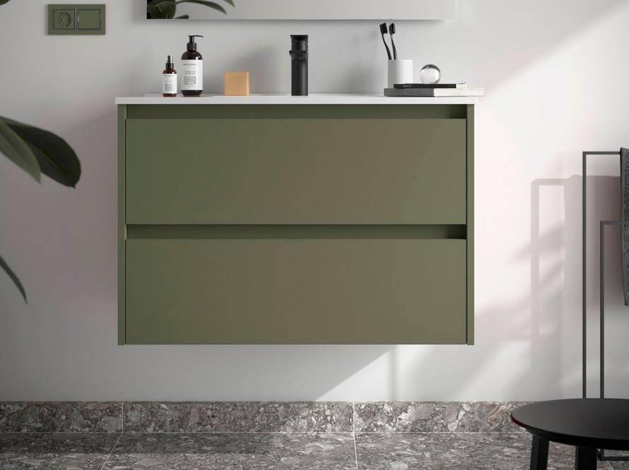 Salgar Noja Unterschrank 900 2 Schubladen + Waschbecken Green Satin