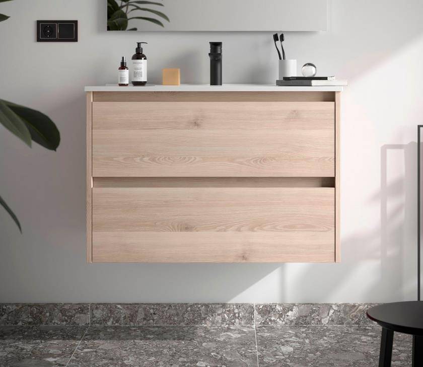 Salgar Noja Unterschrank 900 2 Schubladen + Waschbecken Natural