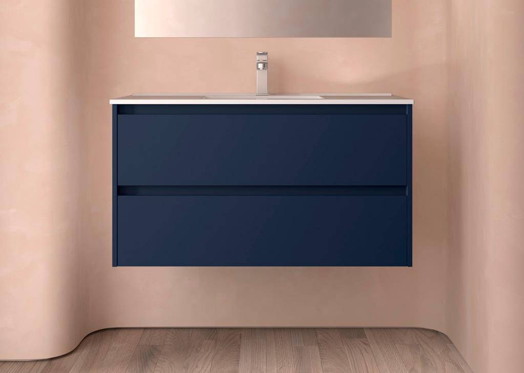 BALTIC Unterschrank 1000 2 Schubladen + Waschbecken Blue Satin