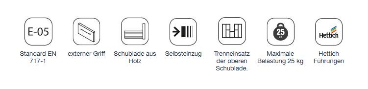 Salgar Attila Unterschrank 1200 6 Schubladen + Waschbecken Eiche Afrika