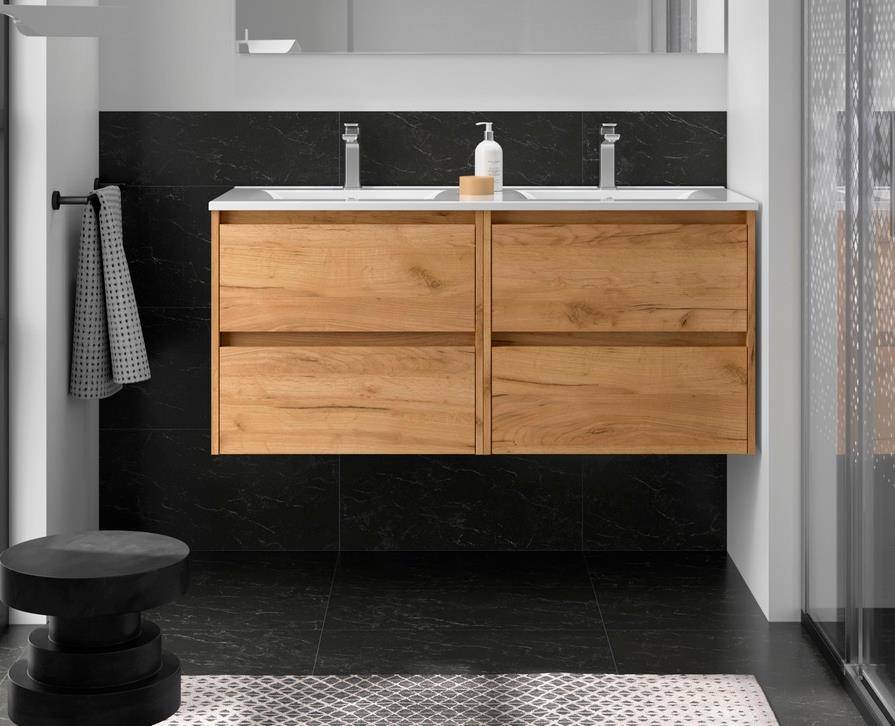 Salgar Noja Unterschrank 1200 4 Schubladen + Waschbecken Eiche Afrika