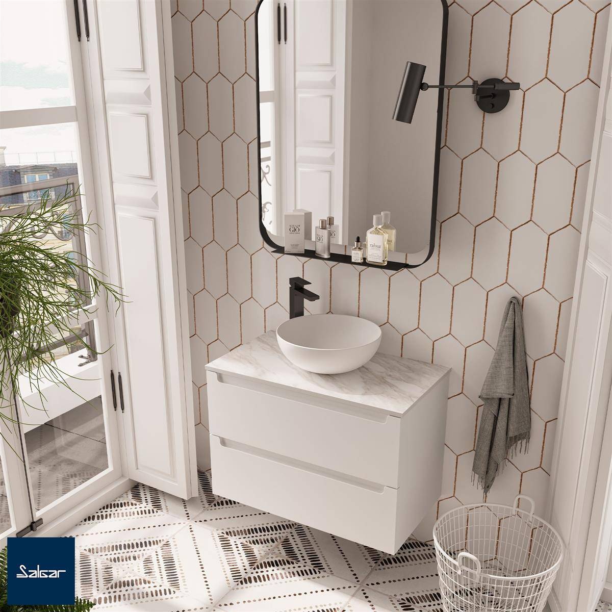 Waschtischunterschrank MONTERREY 600 2 Schubladen White Cotton Salgar