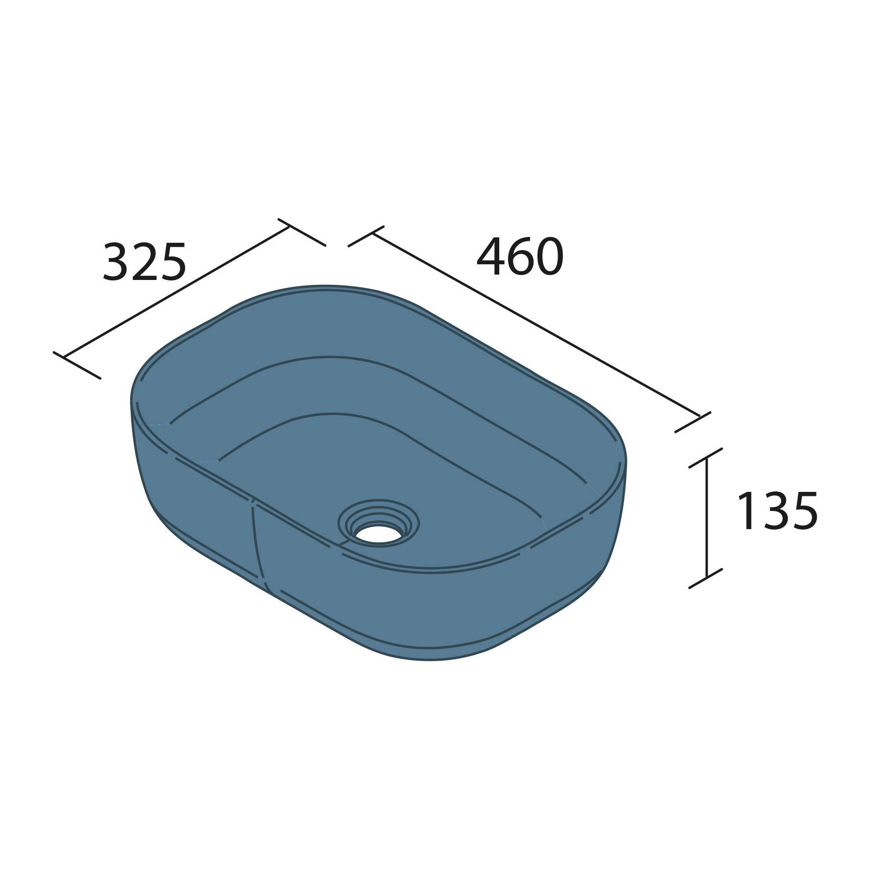 Aufsatzwaschtisch CARLA ohne Siphon und Clickerabfluss PORZELLAN DENIM Ø 360 x 105 mm #1