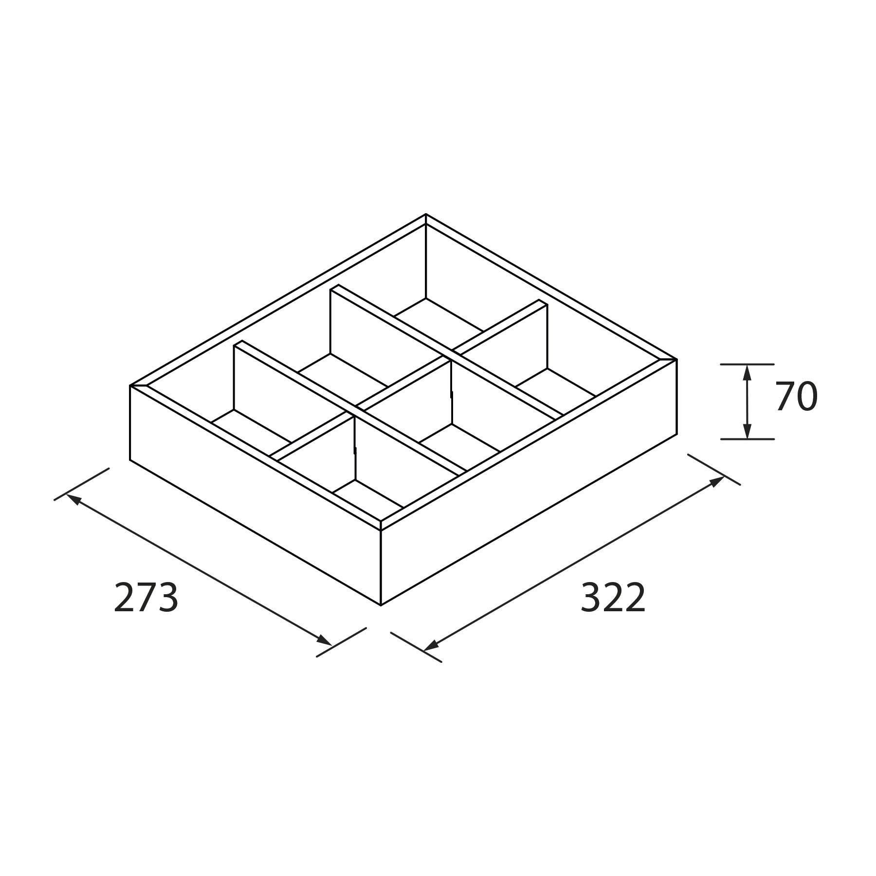 Salgar Schubladen-Organizer 6 Lücken NEGRO 273 x 332 x 70 mm