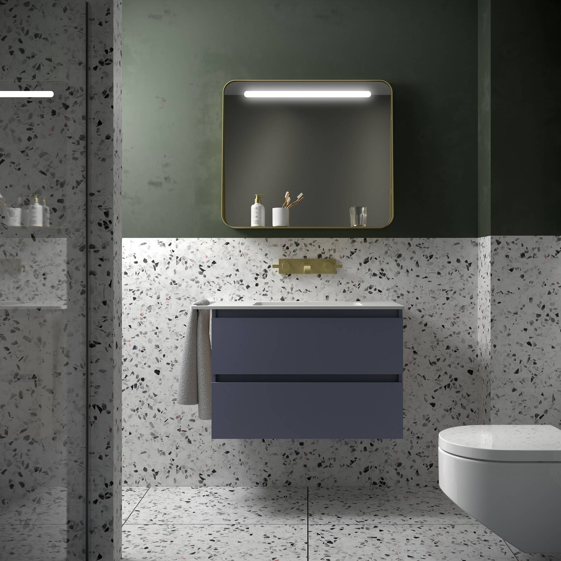 Salgar Schrank wandhängend SPIRIT 800 2 Metallauszug mit Softeinzug NIGHT BLUE 797 x 540 x 450 mm