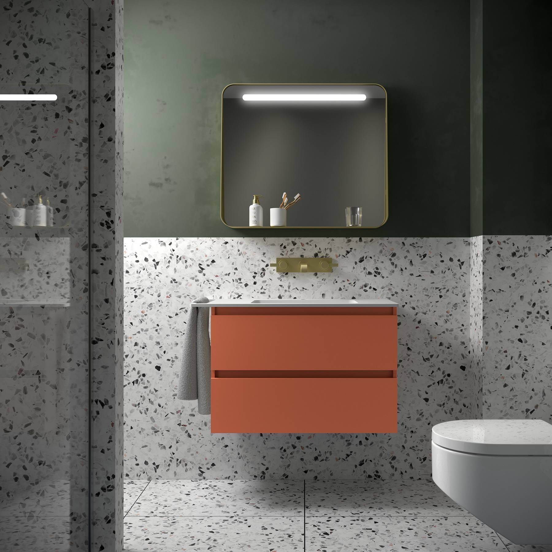 Salgar Schrank wandhängend SPIRIT 800 2 Metallauszug mit Softeinzug TERRACOTA 797 x 540 x 450 mm