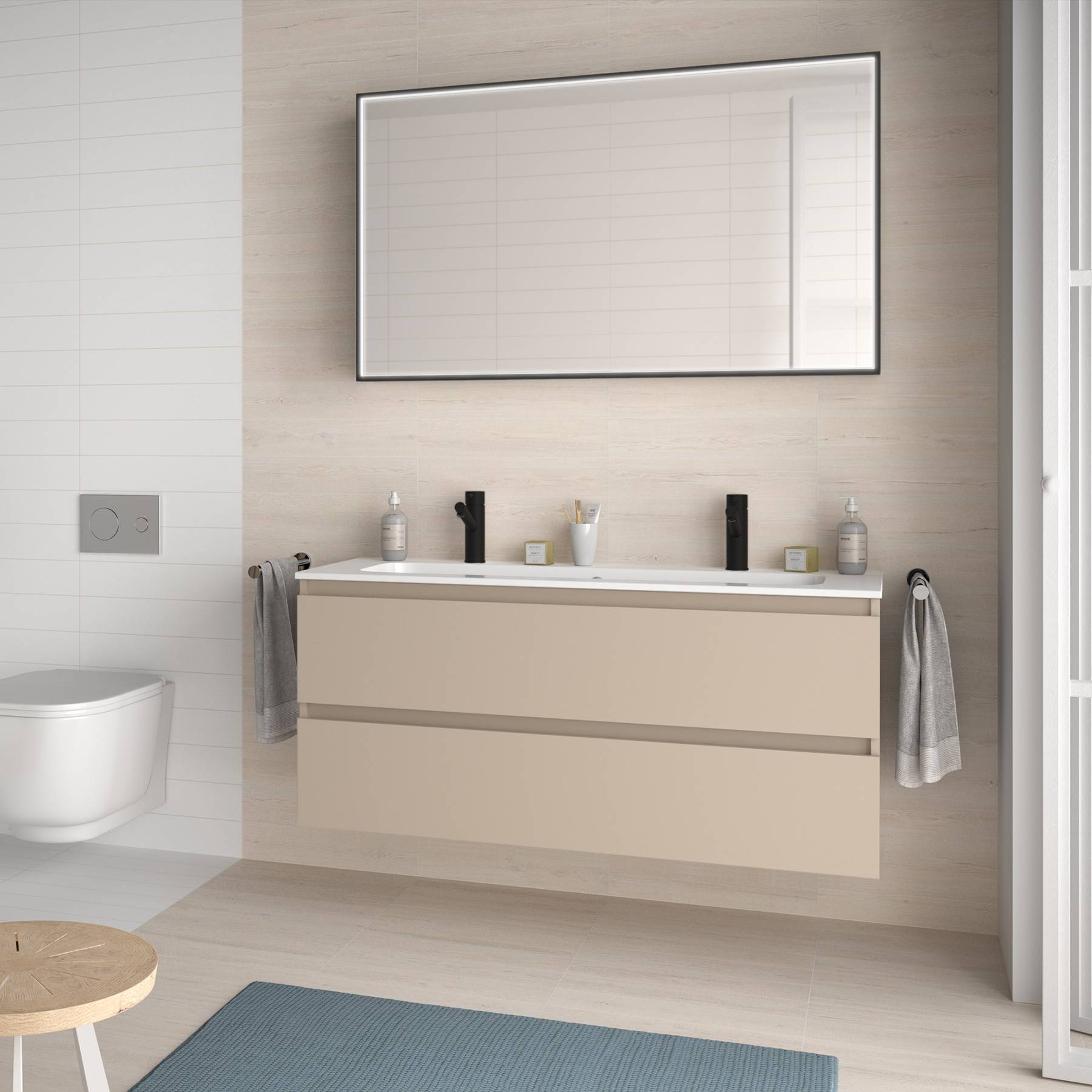 Schrank wandhängend SPIRIT 1200 2 Metallauszug mit Softeinzug MACCHIATO 1194 x 540 x 450 mm