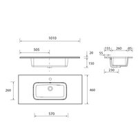 Salgar Waschtisch CONSTANZA 1010 PORZELLAN WEIß 1010 x 20 x 460 mm Salgar Waschtisch CONSTANZA 1010 PORZELLAN WEIß 1010 x 20 x 460 mm