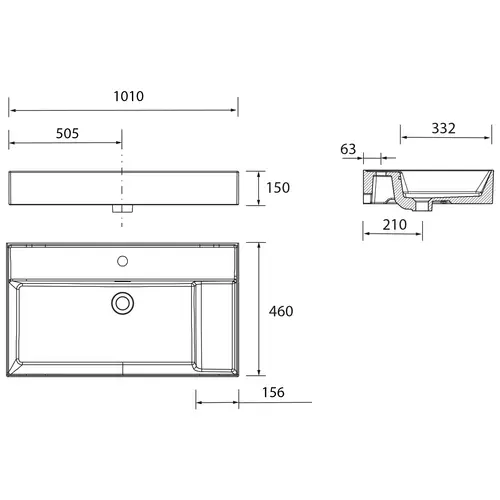 Salgar Waschtisch VENETO 1010 mit vertiefter Ablage Porzellan weiß ohne Siphon und Clickerabfluss 1010 x 120 x 460 mm Salgar Waschtisch VENETO 1010 mit vertiefter Ablage Porzellan weiß ohne Siphon und Clickerabfluss 1010 x 120 x 460 mm
