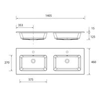 Salgar Waschtisch VILNA 1405 doppelt ohne Siphon und Clickerabfluss MINERALSOLID MATT 1405 x 460 x 15 mm Salgar Waschtisch VILNA 1405 doppelt ohne Siphon und Clickerabfluss MINERALSOLID MATT 1405 x 460 x 15 mm