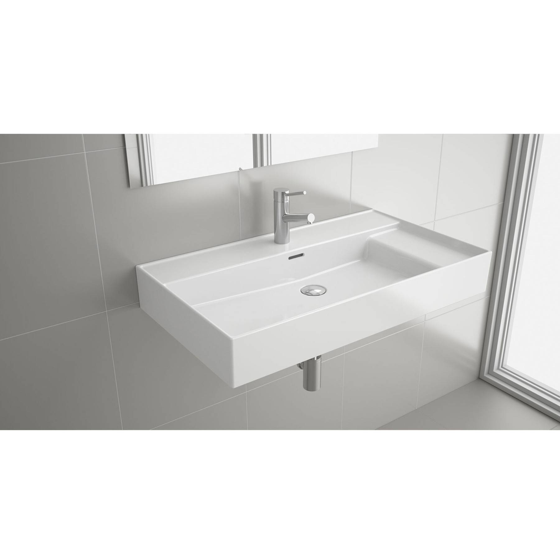 Salgar Waschtisch VENETO 810 mit vertiefter Ablage Porzellan weiß ohne Siphon und Clickerabfluss 810 x 120 x 460 mm