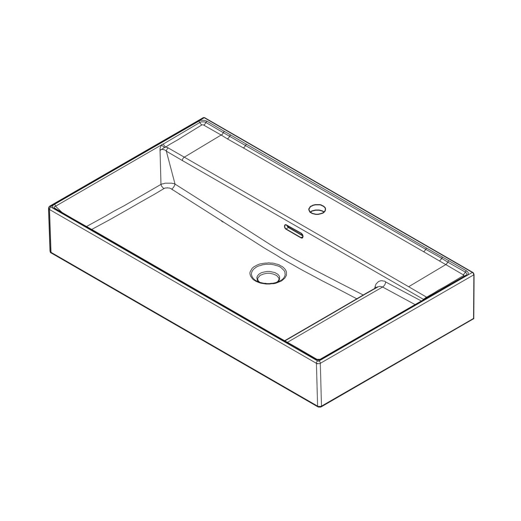 Waschtisch VENETO 810 mit vertiefter Ablage Porzellan weiß ohne Siphon und Clickerabfluss 810 x 120 x 460 mm