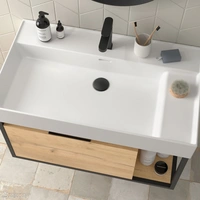 Salgar Waschtisch VENETO 810 mit vertiefter Ablage Porzellan weiß ohne Siphon und Clickerabfluss 810 x 120 x 460 mm Salgar Waschtisch VENETO 810 mit vertiefter Ablage Porzellan weiß ohne Siphon und Clickerabfluss 810 x 120 x 460 mm