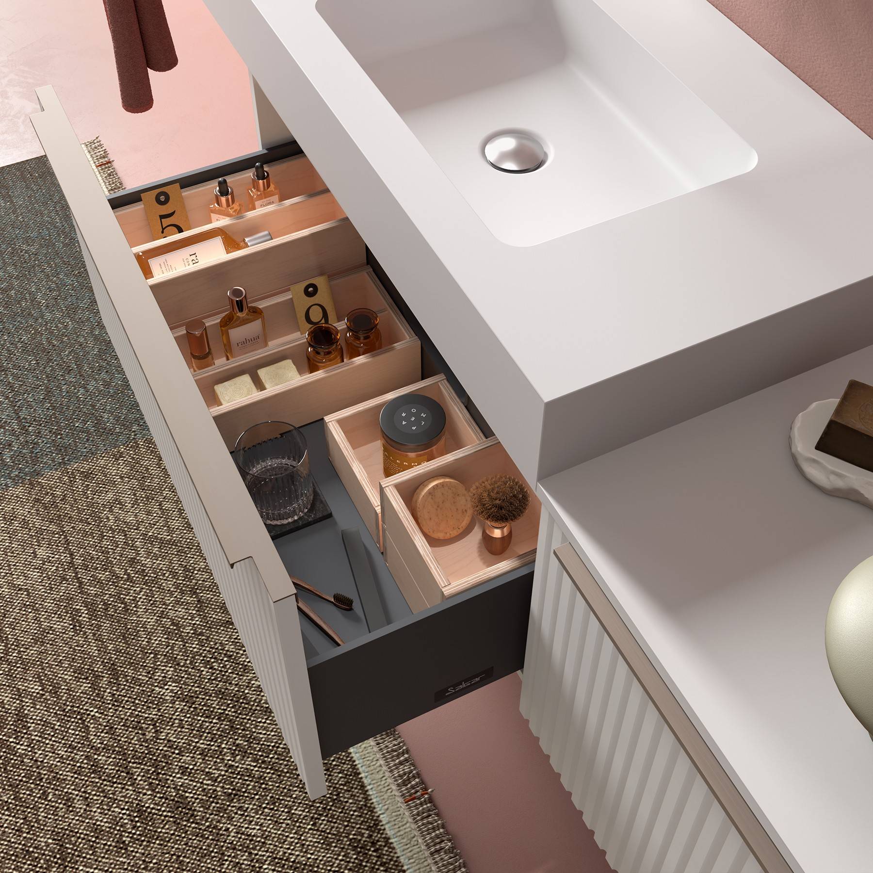 Salgar Waschtischunterschrank BIBA 700 1 Metallschublade WHITE COTTON 697 x 405 x 450 mm